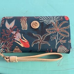 Spartina 449 Marine Life Blue and Tan Wristlet